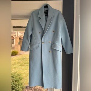 Zara Women’s Double-Breasted Light Blue Coat